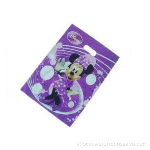 Purple Lovely Mickey Die Cut Handle Plastic Bags For Packin